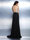 Trumpet/Mermaid V-neck Beading Sleeveless Long Chiffon Dresses TPP0002735