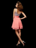 A-Line/Princess V-neck Sleeveless Beading Short Chiffon Homecoming Dresses TPP0008347