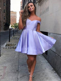 A-Line/Princess Satin Ruffles Off-the-Shoulder Sleeveless Short/Mini Homecoming Dress TPP0003294