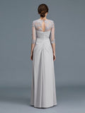 A-Line/Princess Scoop 3/4 Sleeves Chiffon Ruffles Floor-Length Mother of the Bride Dresses TPP0007068