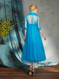 A-Line/Princess Strapless Applique Sleeveless Short Organza Mother of the Bride Dresses TPP0007270