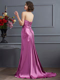 Sheath/Column Sweetheart Sleeveless Beading Long Elastic Woven Satin Dresses TPP0002890