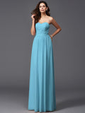 A-Line/Princess Sweetheart Pleats Sleeveless Long Chiffon Bridesmaid dresses TPP0005628