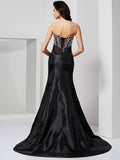 Trumpet/Mermaid Sweetheart Sleeveless Pleats Long Taffeta Dresses TPP0003334