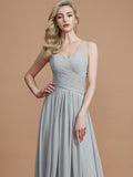 A-Line/Princess V-neck Chiffon Floor-Length Sleeveless Bridesmaid Dresses TPP0005466