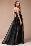 Sheath/Column Sweetheart Beading Long Sleeveless Organza Elastic Woven Satin Dresses TPP0003428