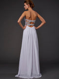 Sheath/Column Strapless Sleeveless Beading Long Chiffon Dresses TPP0002796