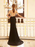 Sheath/Column V-neck Beading Sleeveless Sweep/Brush Train Spandex Dresses TPP0002126