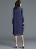 Sheath/Column Sweetheart Chiffon 1/2 Sleeves Knee-Length Mother of the Bride Dresses TPP0007204