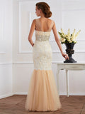 Trumpet/Mermaid Straps Sleeveless Beading Long Net Dresses TPP0002432