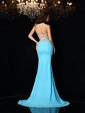 Sheath/Column Sweetheart Beading Sleeveless Long Chiffon Dresses TPP0002998