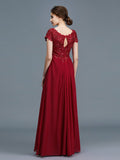 A-Line/Princess V-neck Short Sleeves Ruffles Chiffon Floor-Length Mother of the Bride Dresses TPP0007213