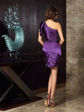 Sheath/Column One-Shoulder Sleeveless Short Elastic Woven Satin Mother of the Bride Dresses TPP0007420