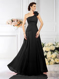 A-Line/Princess One-Shoulder Pleats Sleeveless Long Chiffon Bridesmaid Dresses TPP0005496