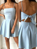 A-Line/Princess Sleeveless Spaghetti Straps Satin Ruffles Short/Mini Homecoming Dresses TPP0003648