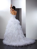 Ball Gown Sweetheart Beading Sleeveless Long Organza Wedding Dresses TPP0006449