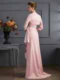 Sheath/Column Straps Sleeveless Long Elastic Woven Satin Mother of the Bride Dresses TPP0007364