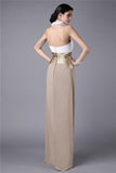 Sheath/Column High Neck Sleeveless Pleats Ruffles Long Elastic Woven Satin Chiffon Bridesmaid Dresses TPP0005665