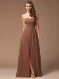 Sheath/Column Sweetheart Sleeveless Long Ruffles Chiffon Bridesmaid Dresses TPP0005183