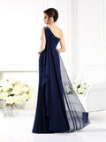 Sheath/Column One-Shoulder Sleeveless Long Chiffon Mother of the Bride Dresses TPP0007148