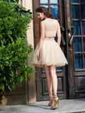 A-Line/Princess Scoop Net Sleeveless Beading Short/Mini Two Piece Homecoming Dresses TPP0008556