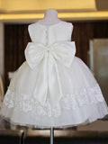 A-line/Princess Scoop Lace Sleeveless Long Organza Flower Girl Dresses TPP0007763