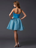 A-Line/Princess Sweetheart Sleeveless Lace Short Taffeta Homecoming Dresses TPP0008867