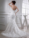 Trumpet/Mermaid Beading Sweetheart Sleeveless Satin Wedding Dresses TPP0006954