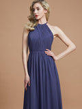 A-Line/Princess Scoop Chiffon Sleeveless Floor-Length Bridesmaid Dresses TPP0005455