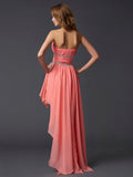 Empire Strapless Sleeveless Ruffles High Low Chiffon Homecoming Dresses TPP0008475