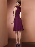 A-Line/Princess High Neck Sleeveless Hand-Made Flower Short Chiffon Bridesmaid Dresses TPP0005202