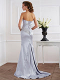 Trumpet/Mermaid Strapless Beading Long Elastic Woven Satin Dresses TPP0002415