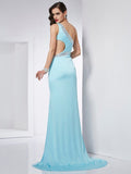 Trumpet/Mermaid One-Shoulder Sleeveless Beading Long Chiffon Dresses TPP0003568