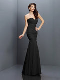 Trumpet/Mermaid Sweetheart Pleats Sleeveless Long Chiffon Bridesmaid Dresses TPP0005371