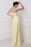 Sheath/Column Strapless Sleeveless Pleats Hand-Made Flower Long Chiffon Bridesmaid Dresses TPP0005852