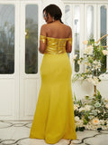 Sheath/Column Stretch Crepe Sequin Off-the-Shoulder Sleeveless Floor-Length Bridesmaid Dresses TPP0004976