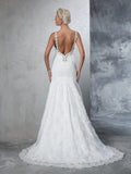 Trumpet/Mermaid Spaghetti Straps Lace Sleeveless Long Lace Wedding Dresses TPP0006854