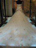 Trumpet/Mermaid Sleeveless Sweetheart Chapel Train Beading Tulle Wedding Dresses TPP0006081