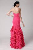 Trumpet/Mermaid Sweetheart Sleeveless Beading Ruffles Long Chiffon Dresses TPP0004547