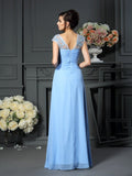 Sheath/Column Straps Pleats Sleeveless Long Chiffon Mother of the Bride Dresses TPP0007405