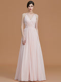 A-Line/Princess Spaghetti Straps Sleeveless Floor-Length Ruched Chiffon Bridesmaid Dresses TPP0005507