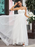 A-Line/Princess Tulle Ruffles Sweetheart Sleeveless Sweep/Brush Train Wedding Dresses TPP0006504