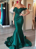 Trumpet/Mermaid Sleeveless Off-the-Shoulder Sweep/Brush Train Ruffles Spandex Dresses TPP0001411