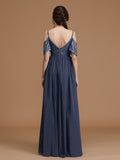 A-Line/Princess V-neck Sleeveless Short/Mini Ruched Chiffon Bridesmaid Dresses