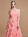 A-Line/Princess Halter Asymmetrical Sleeveless Chiffon Bridesmaid Dresses TPP0005582