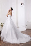 Ball Gown Sweetheart Sleeveless Beading Applique Long Net Wedding Dresses TPP0006851