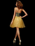 A-Line/Princess Sweetheart Sleeveless Paillette Short Tulle Homecoming Dresses TPP0008553