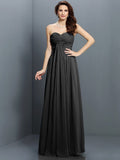 A-Line/Princess Sweetheart Pleats Sleeveless Long Satin Bridesmaid Dresses TPP0005522