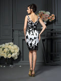 Sheath/Column V-neck Applique Sleeveless Short Satin Mother of the Bride Dresses TPP0007249