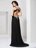 Sheath/Column Straps Sleeveless Beading Long Chiffon Dresses TPP0003882